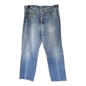 Heifetgens Blue Denim Skull Tiger‎ Embroidered Pockets Button Up Jeans  Mens 34